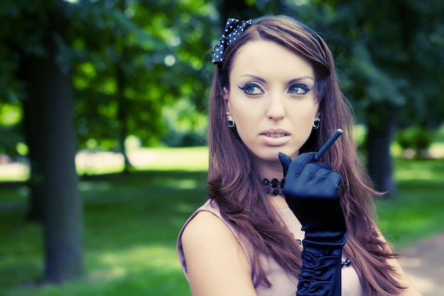 Young woman relaxing at park