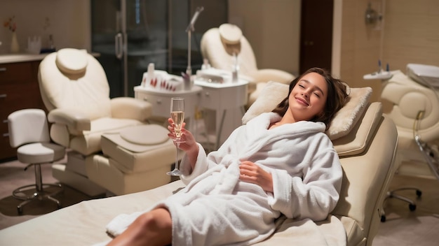 Young woman relaxing in spa salon