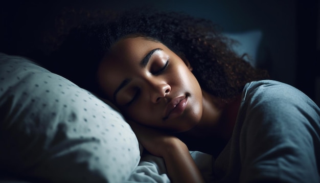 Young woman resting in a comfortable bedroom eyes closed peacefully sleeping generated by artificial intelligence