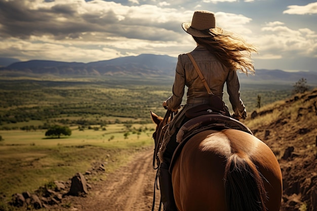 Young woman riding a horse