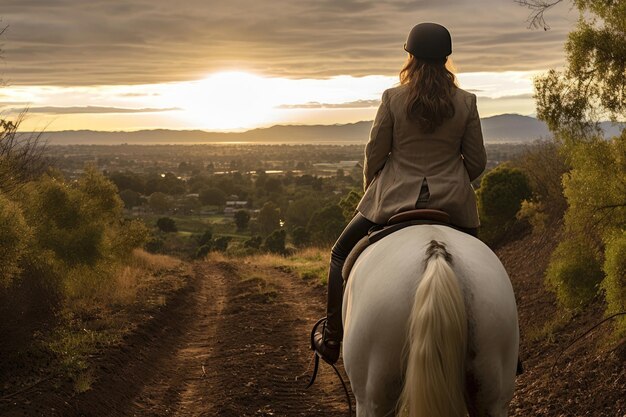 Young woman riding a horse