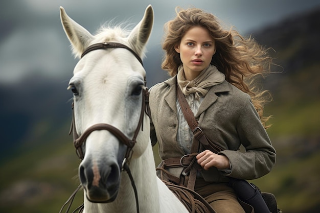 馬に乗る若い女性
