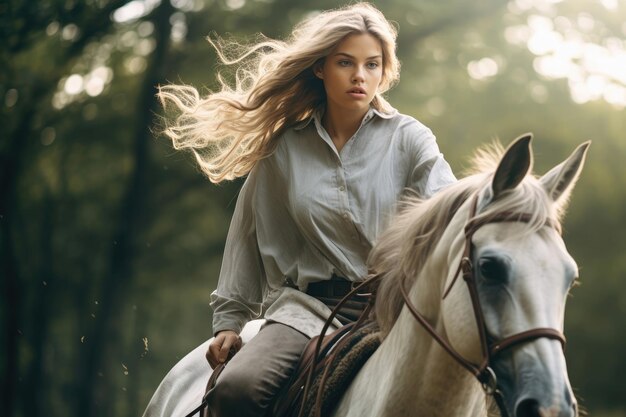 Young woman riding a horse