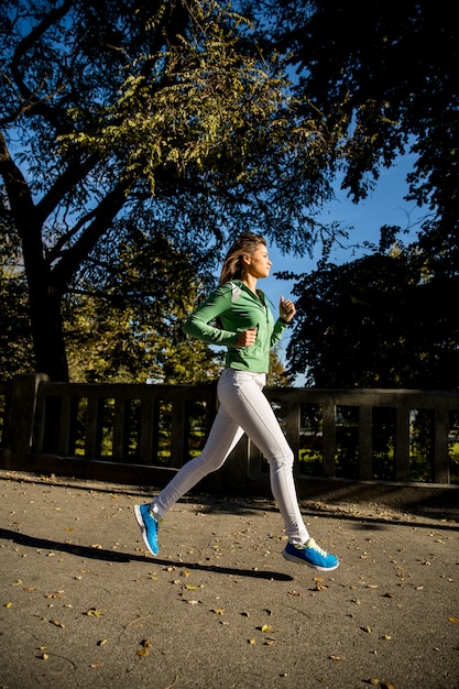 Young woman running in the park