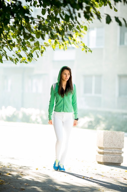 Young woman running in the park