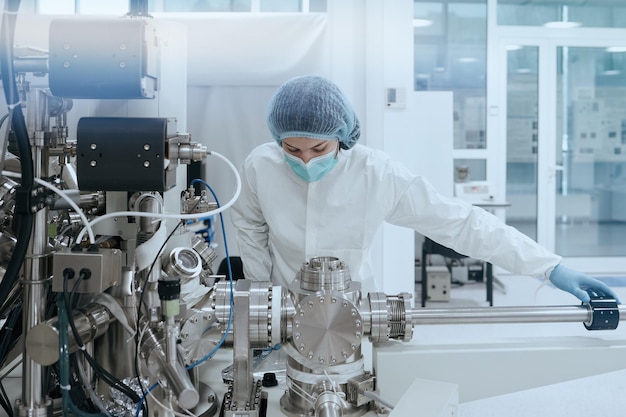 Young woman scientist on science experiment in laboratory.