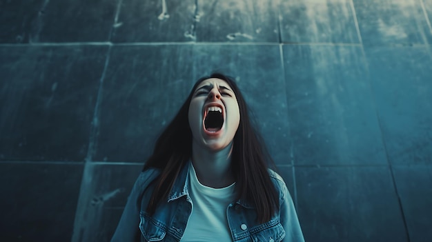 young woman screaming and yelling