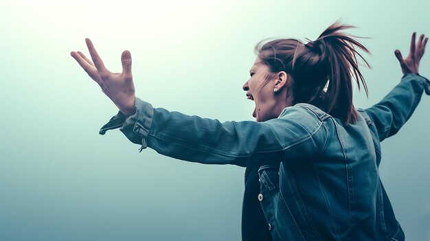 Photo young woman screaming and yelling