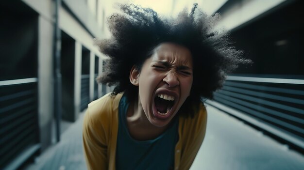 Photo young woman screaming and yelling