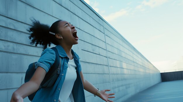 young woman screaming and yelling