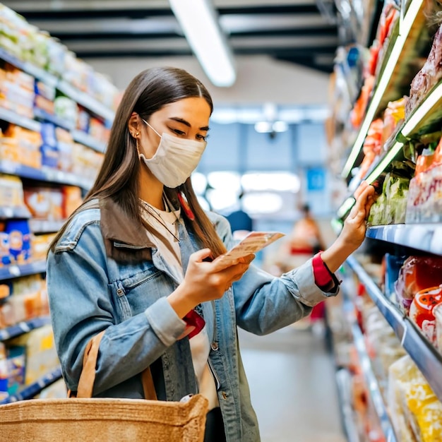 A young woman shopping at a supermarket AI_Generated