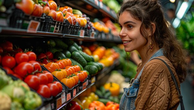 Young woman shopping in supermarket