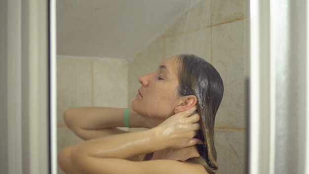 Young woman in the shower