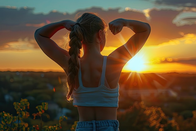 Young woman sighing sun