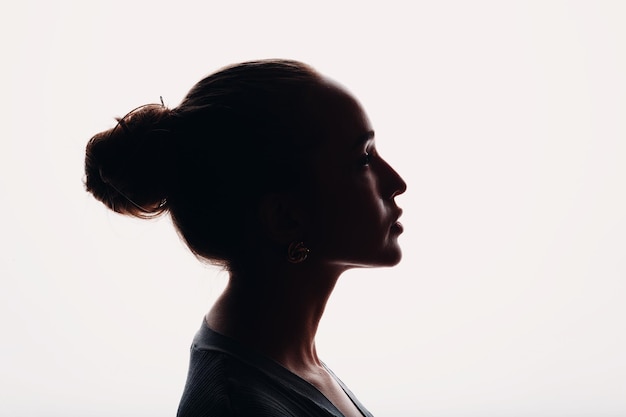 Photo young woman silhouette profile portrait isolated