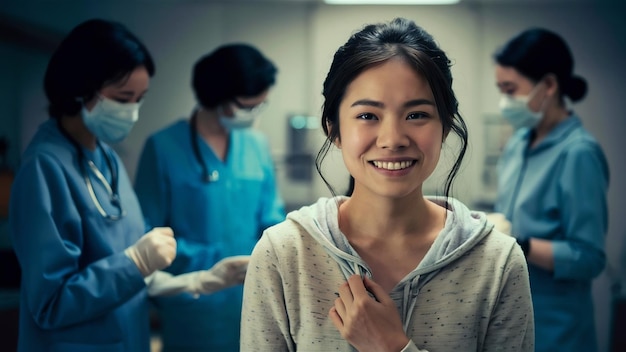 Young woman smiling before the medical checkup