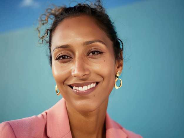 A young woman smiling in front of the camera