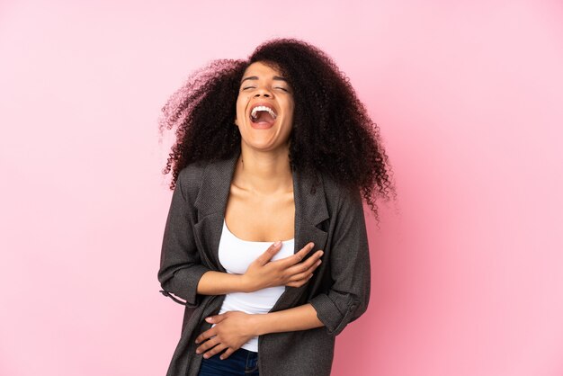 Young woman over smiling a lot