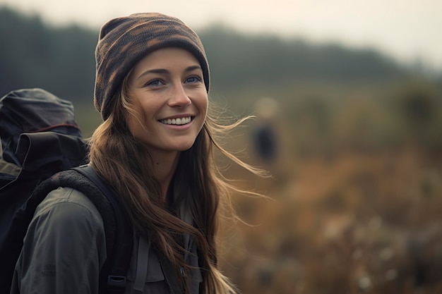 young woman smiling while working in her hunting reserve