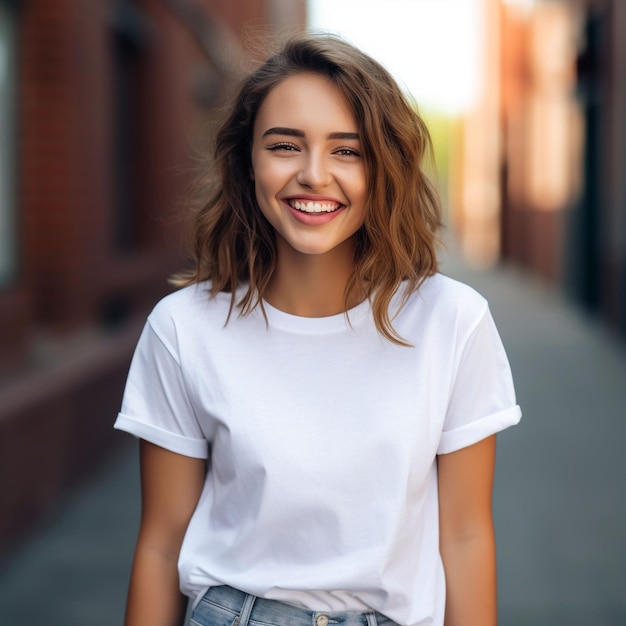 Photo young woman smiling