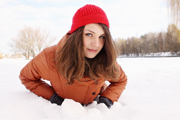 Young woman in the snow