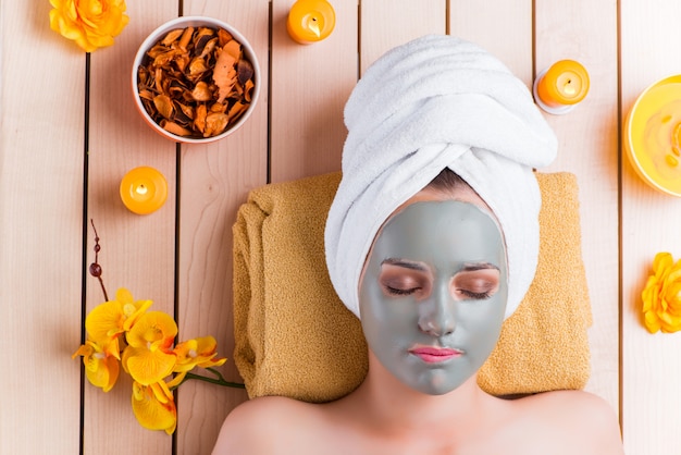 young woman in spa health concept 