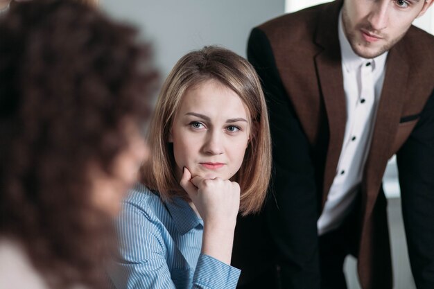 young woman specialist in office first job concept student skills