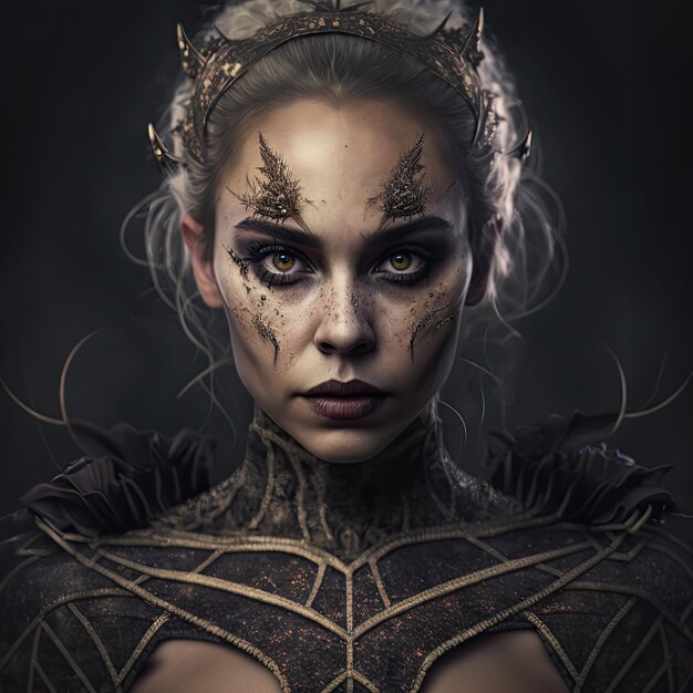 Young woman in spider costume generative ai