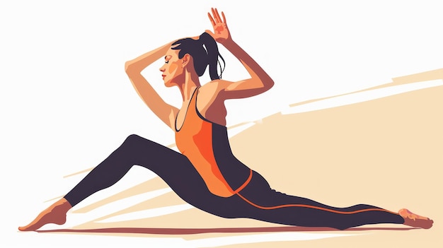 Young woman in sportswear doing yoga exercise illustration Generative AI