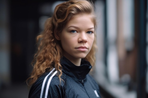 A young woman in sportswear looking at the camera created with generative ai