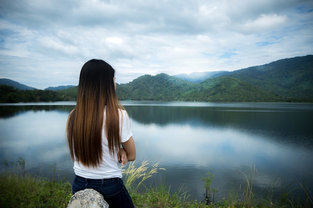 Young Woman standing alone 