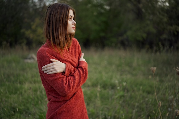 Young woman standing on field