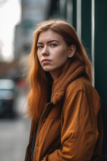 Young woman standing outside during the day created with generative ai