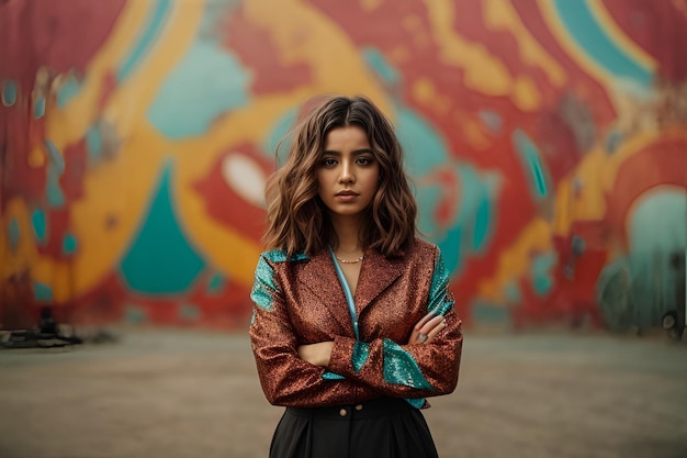 Young woman standing with her arms crossed