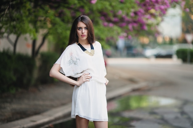 Young woman on street