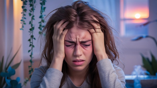 Young woman suffering from headache