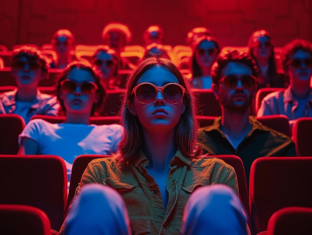 Young Woman in Sunglasses at Cinema