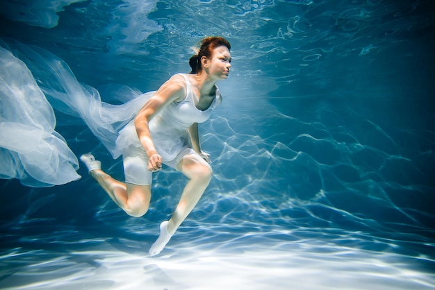 Young woman swimming in pool