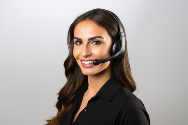 young woman telemarketer agent and corporate operator concept