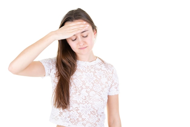 Young woman thinking and stressed with headaches