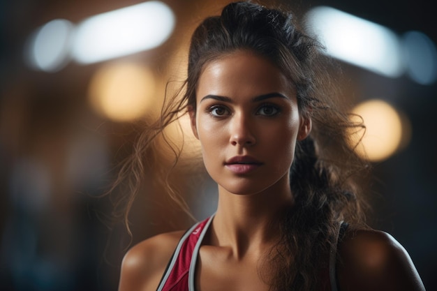 Photo young woman training for marathon determination endurance beautiful light award winning photog