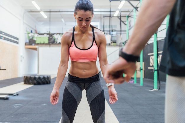 Young woman training