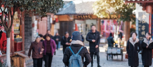 Young woman traveler traveling