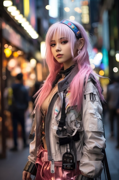 A young woman traveler wanders Takeshita street in Harajuku Tokyo's vibrant hub of youth fashion