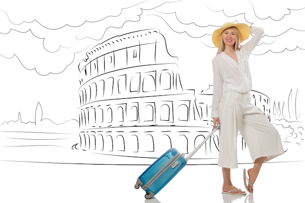 Young woman travelling to rome in italy