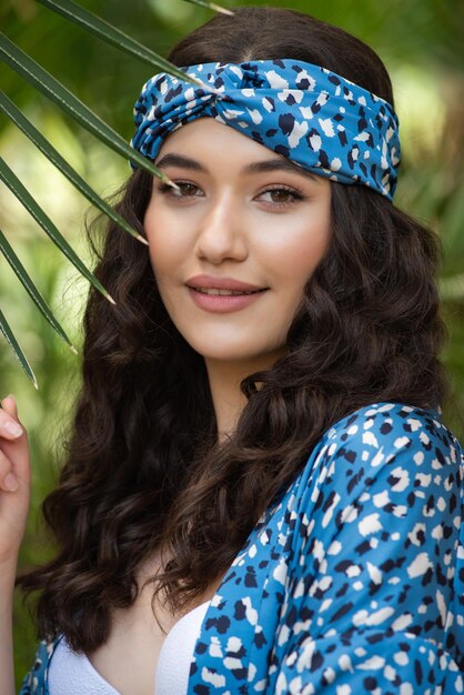 young woman in a tropical jungle