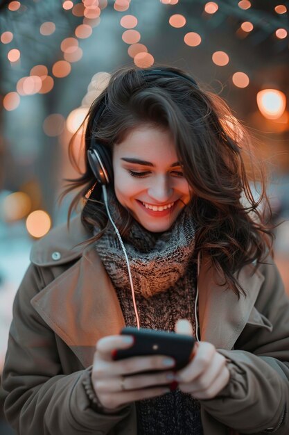 young woman using her cell phone very smiling