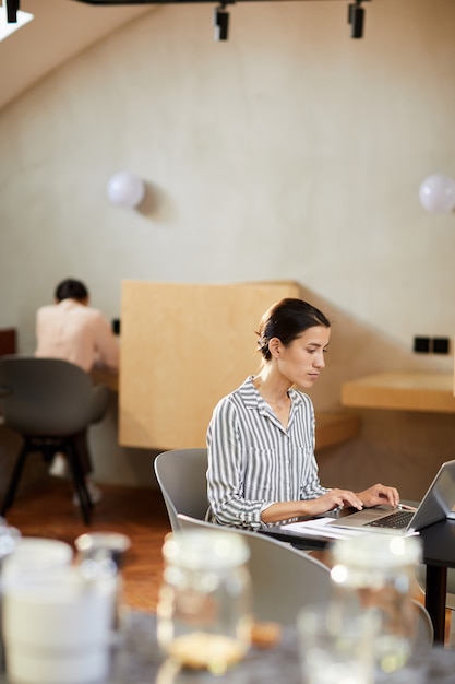 Young Woman Using Internet in Cafe