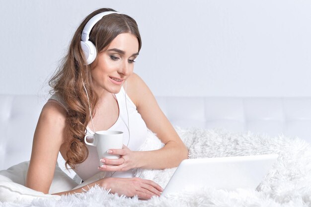 Young woman using laptop