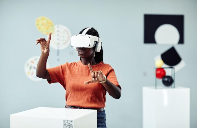 Young Woman Using VR Headset